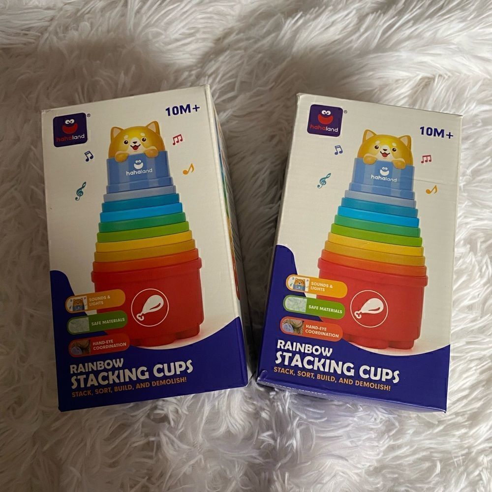 *NIB* (2) Hahaland Rainbow Stacking Cups